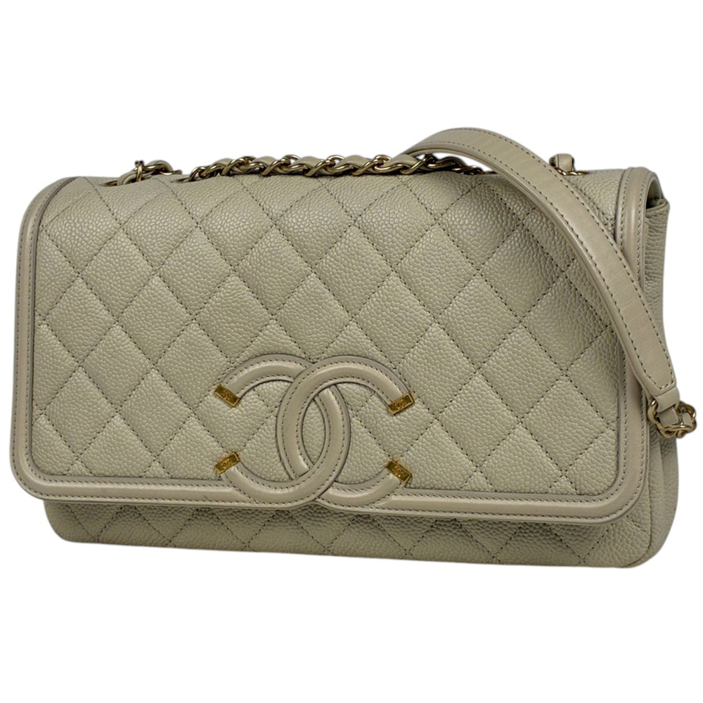 Chanel CHANEL Shoulder Bag CC Filigree Coco Mark Matelassé Double Chain Cavia...